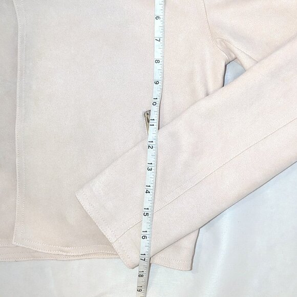Anthropologie | Faux Leather Suede Crop Moto Jacket Pale Blush Pink | Size XS - Picture 11 of 13